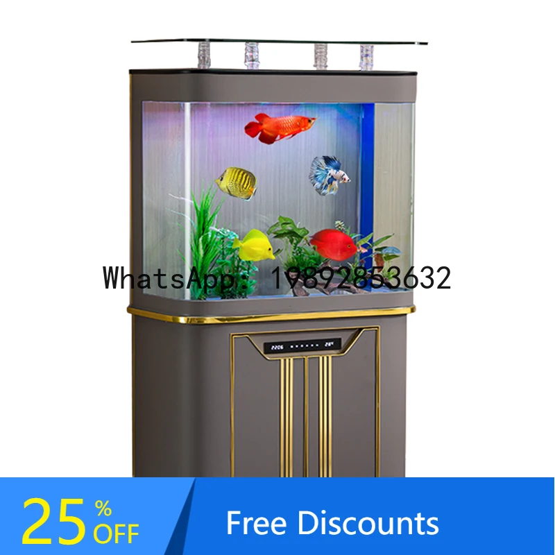 

XL Fish Tank for Living Room TV Cabinet Side Wall-Mounted Home Ecological Medium-Large Aquarium No Water Change Needed
