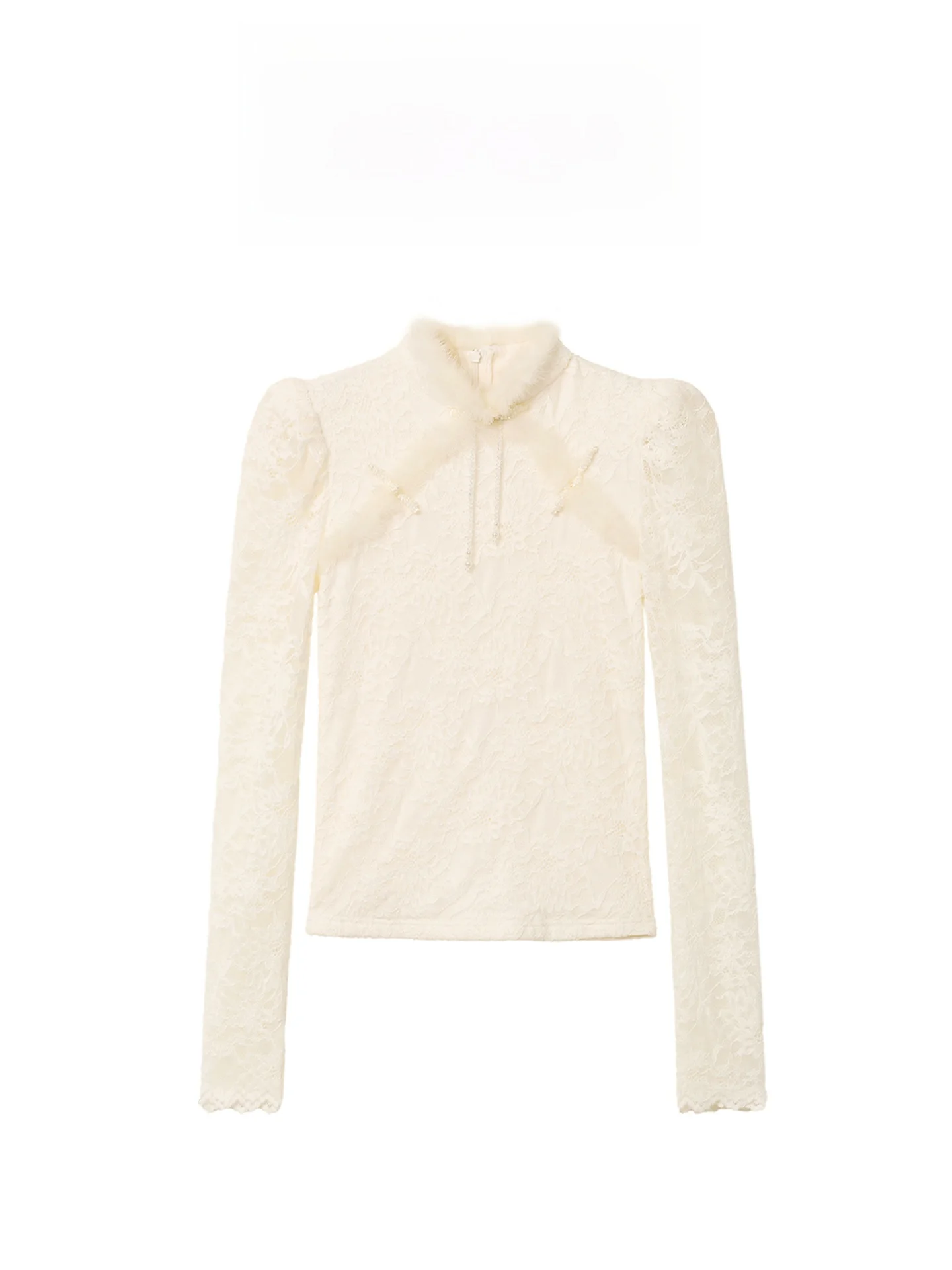 

Новая китайская трикотажная базовая кофта с кружевными вставками AZZHEN Miss Republic of China National Sle Long Sleeve