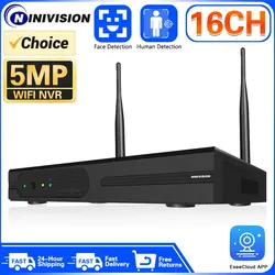 16CH WIFI Mini NVR H.265 Wireless Network Video Recorder For 5MP 3MP WIFI Surveillance Security Camera Support 4TB Hard Drive