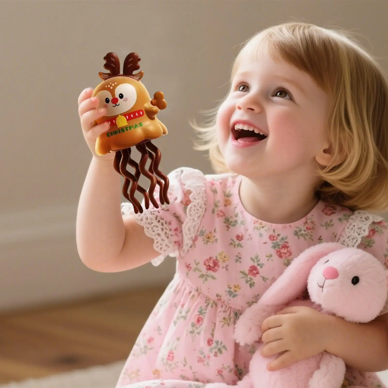 Juguete bailando de pulpo para bebé, juguete de baile de calamar con temática navideña, juego de educación temprana sensorial de cuerda para niño pequeño, niña, cumpleaños
