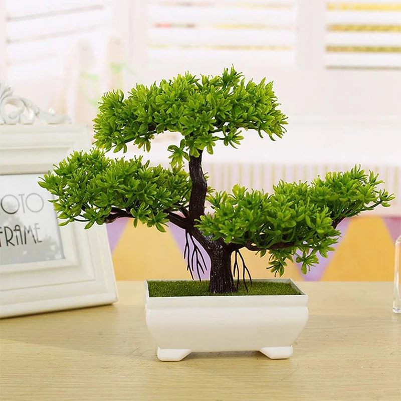 Artificial Plastic Bonsai Tree Home Decor Small Tree Fake Plant Flower Potted Ornaments Garden Simulated Tree Desktop Ornament