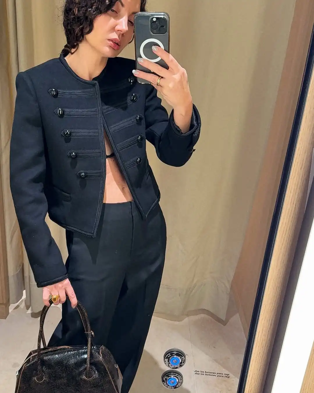 Retro Denim Napoleon Military Jacket Women Vintage Stand Collar
