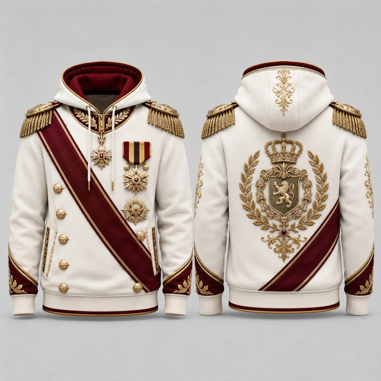 Mens Black Ceremonial Officer Uniform 3D Print Hoodie Polyester Long Sleeve Pullover Cosplay Streetwear Sweatshirt Unisex