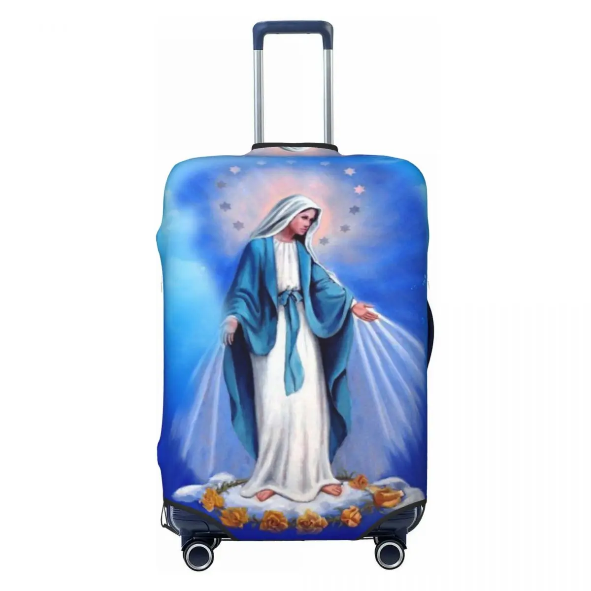 Custom Fashion Catholic Virgin Mary Luggage Cover Protector Elastic Our Lady of Fatima Travel Suitcase Covers