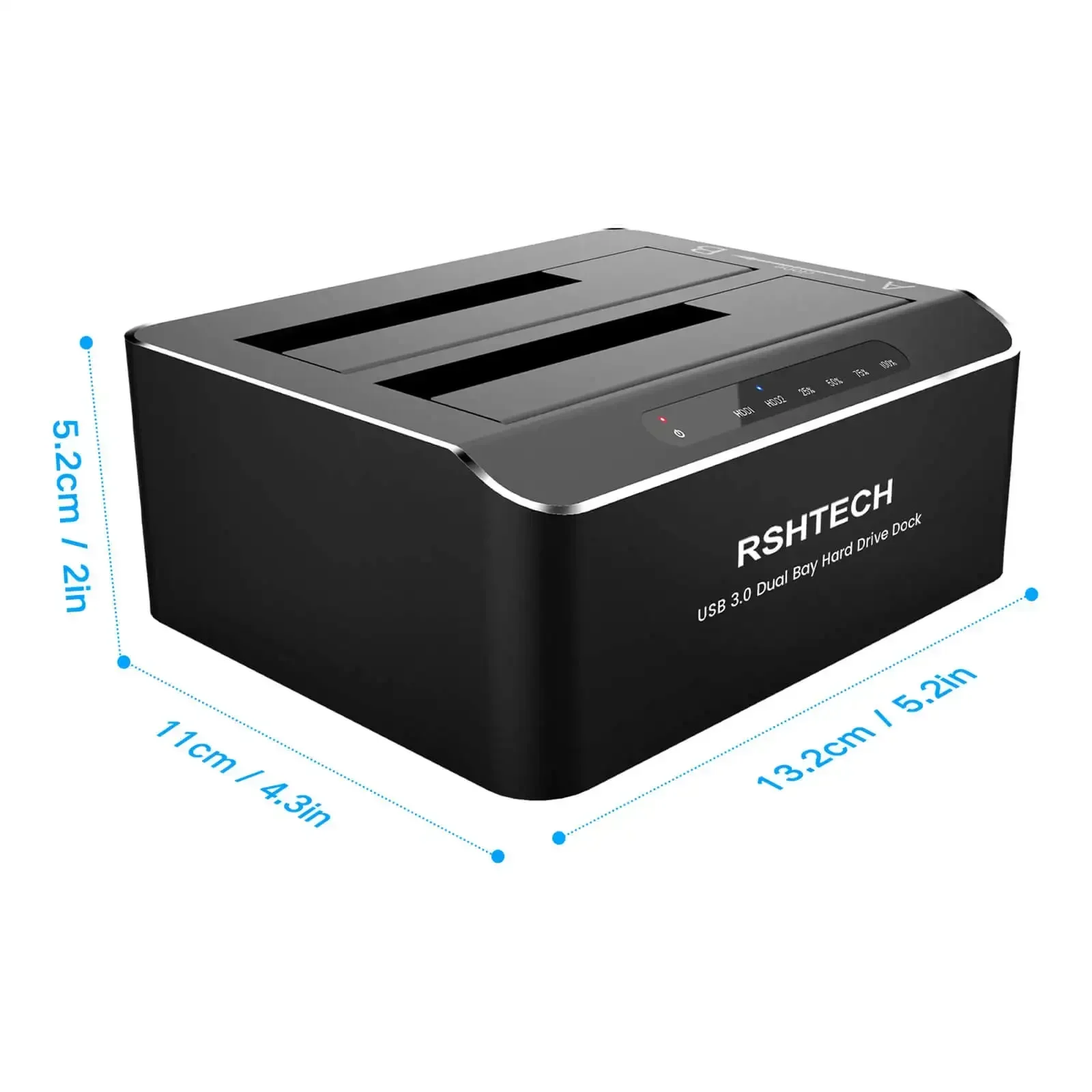 Imagem -06 - Rshtech-hard Drive Docking Station Alumínio Dual Bay 2.5 3.5 Sata i ii Iii Hdd Ssd Suporte 2x16tb Discos Rígidos