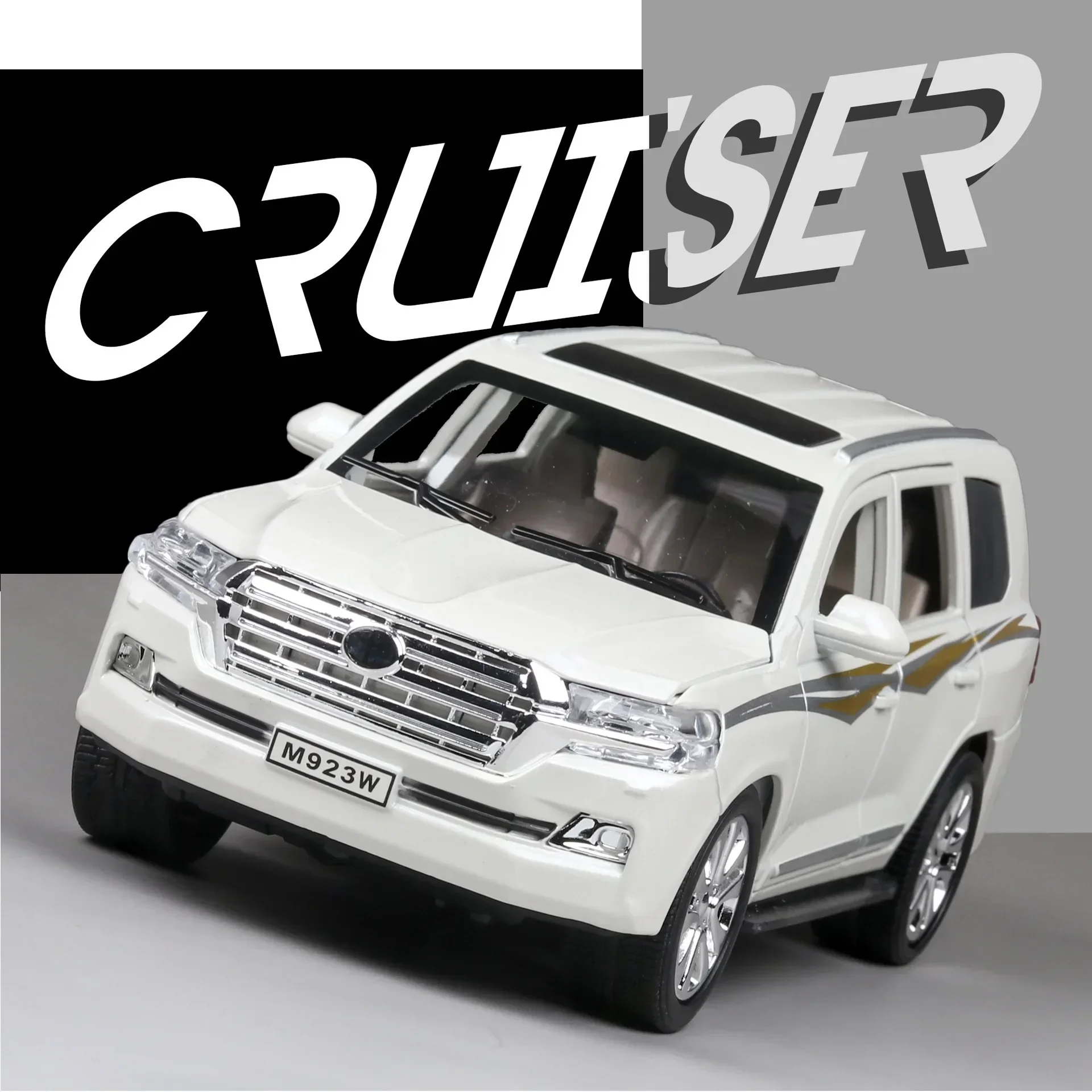 

1:24 TOYOTA LAND CRUISER SUV Simulation Diecast Metal Alloy Model Car Sound Light Pull Back Collection Kids Toy Gifts A578