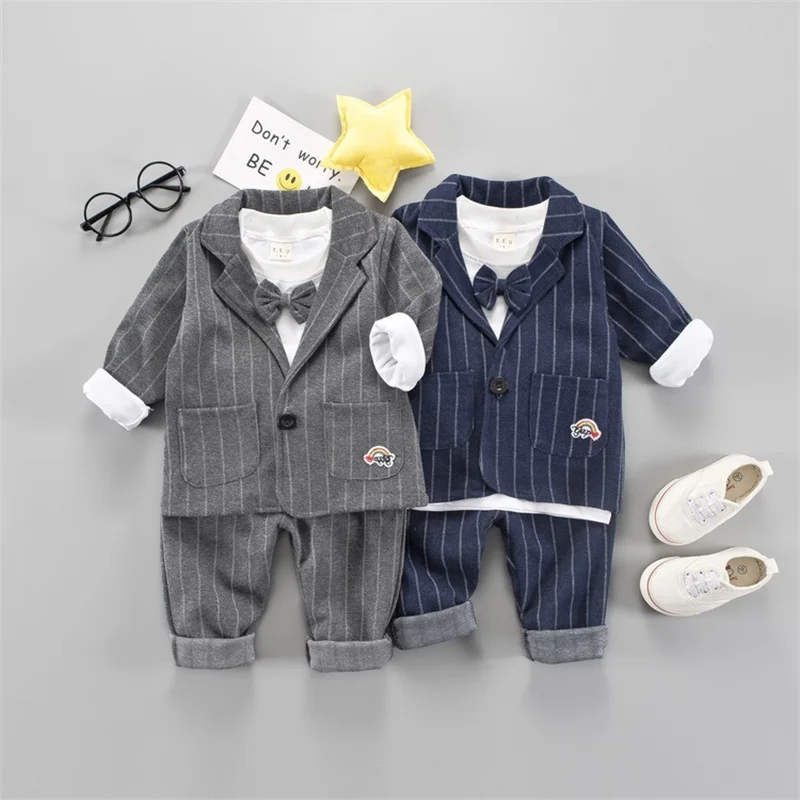 LZH Children\'s Clothing 2024 Autumn New Sports Casual Long Sleeve Baby Boys Clothing Formal Coat+Top + Pants 3 PCS Suits 1-5Yrs