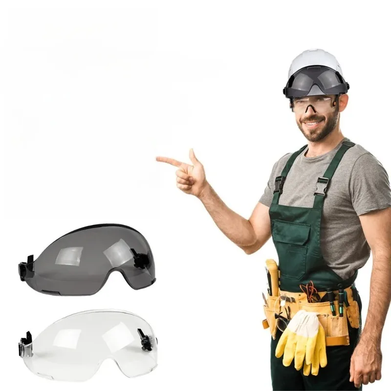Safety Helmet Accessory Replacement Protective Goggles Transparent Impact-Resistant Eyewear Universal Fit Part for Construction