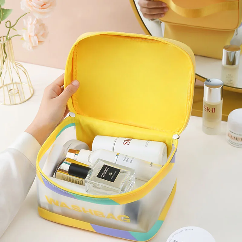 Factory Wholesale New Simple Waterproof Makeup Bag Portable Hand Carry Travel Wash Organizer Multi Use Desktop Cosmetic Storage