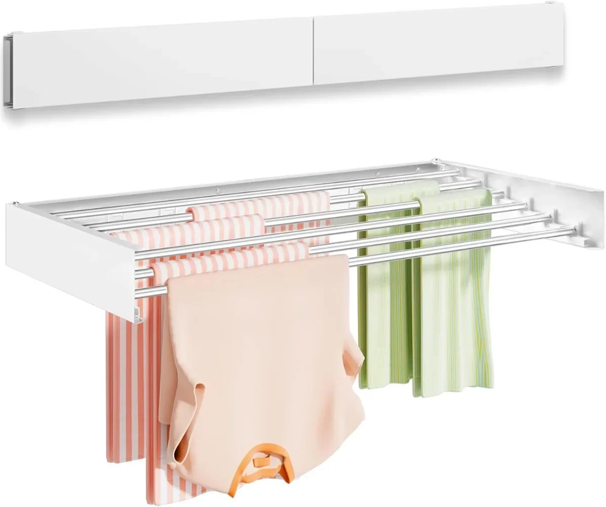

Wall Mounted Clothes Drying Rack 40 inches, Foldable Wall Mount Laundry Drying Rack Folding Indoor