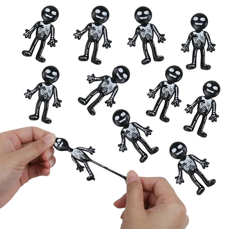 10/30Pcs Scary Halloween Stretchable Skull Skeleton Anti Stress Toy for Kids Birthday Party Favors Halloween Party Pinata Filler