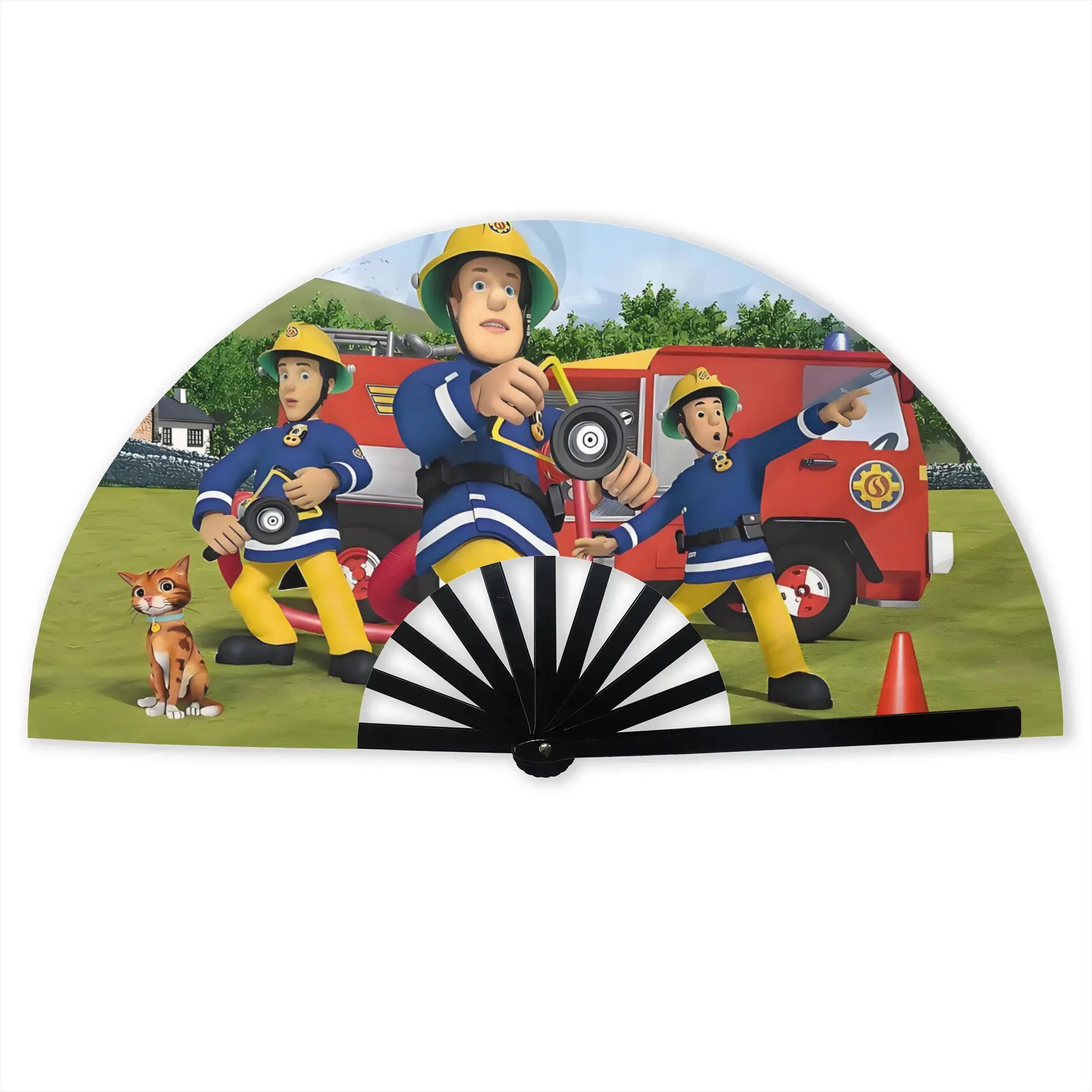 Firefighters Fireman  Sam  Traditional Folding Fan Oriental Art Cartoon  High-Quality Fans Gift  Exquisite Decorative Hand Fan