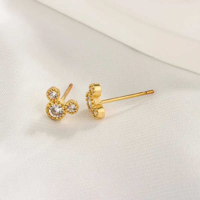 New Fashion Cute Mini Mouse Ear Stud Earrings For Women Female Zircon Girls Piercing Jewelry Accessories Gifts Qd342 image 3