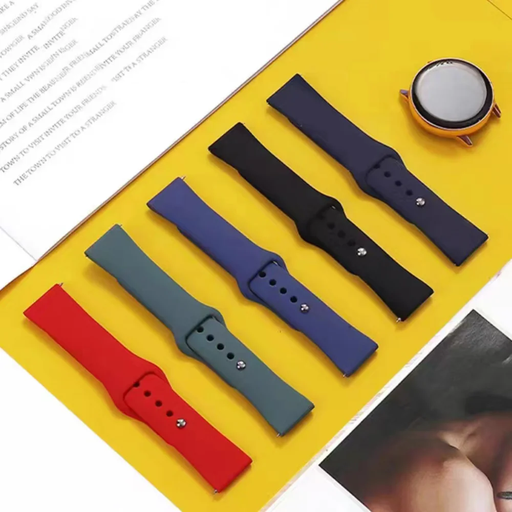 20mm 22mm Silicone Band For Samsung Galaxy Watch 7 6 5 pro 4 Classic Soft Wristband for Huawei Watch GT5 4 3/Amazfit GTR/GTS/Bip