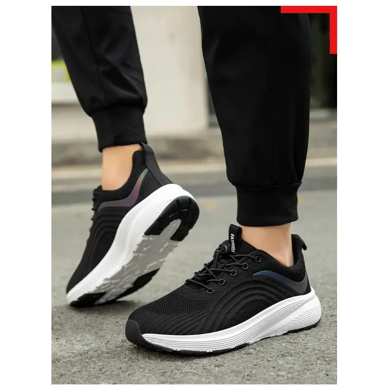 موديل جديد للرجال مضاد للانزلاق مسطح القاع نعل ناعم خفيف الوزن مريح للتنفس أحذية رياضية، أحذية المشي، أحذية الجري
