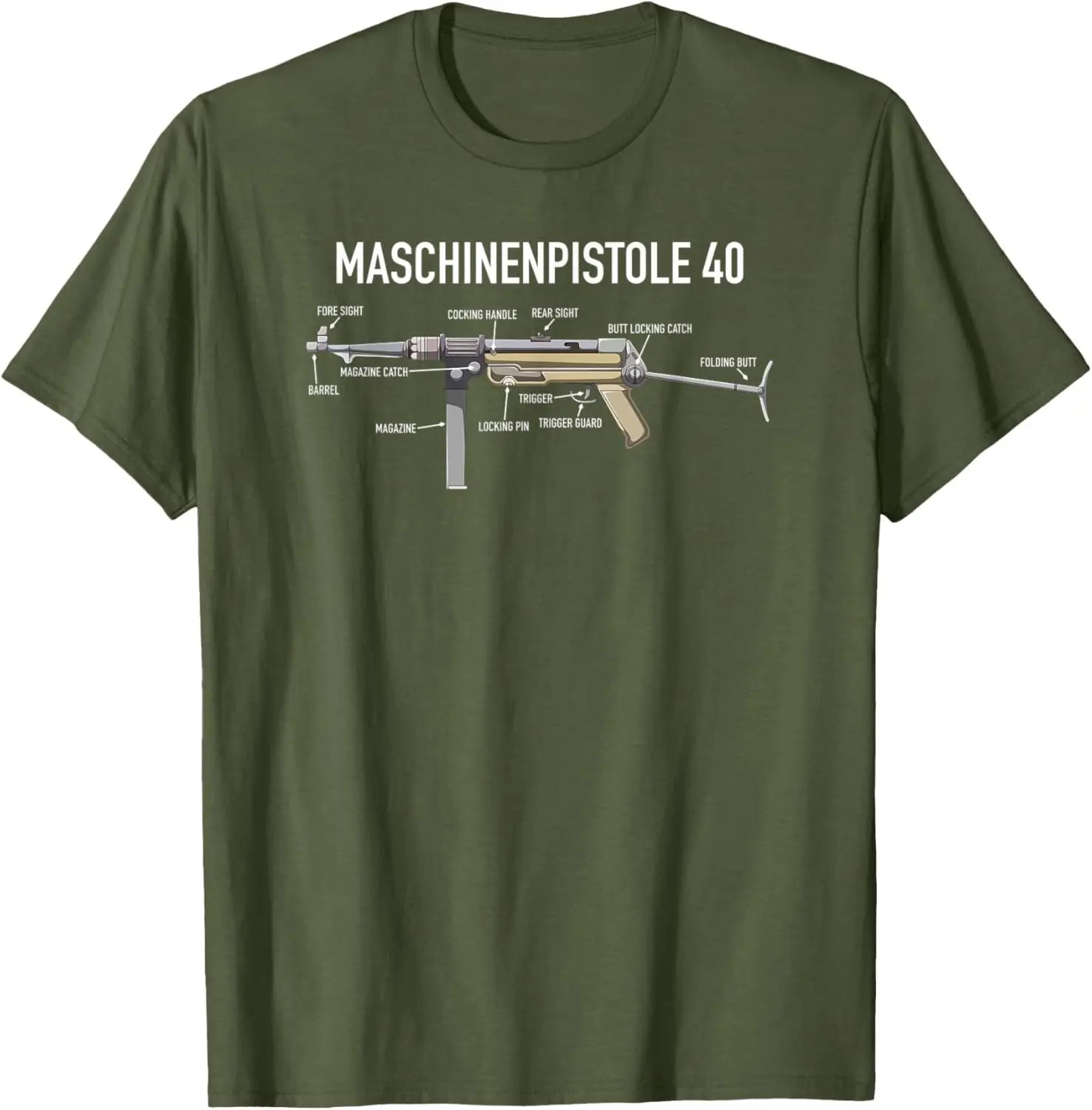 WW2 German MP40 Submachine Instructions Diagram T-Shirt 100% Cotton O-Neck Short Sleeve Summer Casual Mens T-shirt Size S-3XL