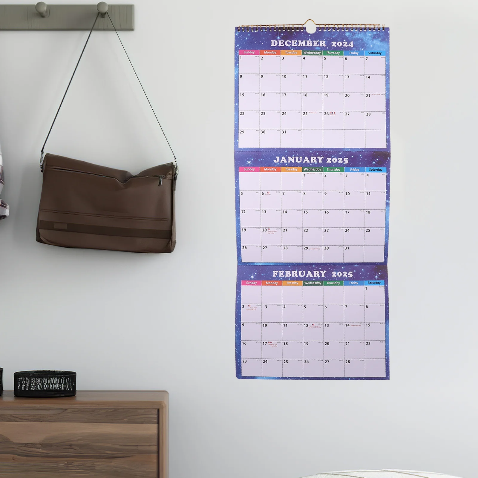 تقويم حائط ربع سنوي قابل للطي 2025 معلق عموديًا لعرض 3 أشهر مخطط جداري كبير تقويم شهري لمكتب الفصول الدراسية