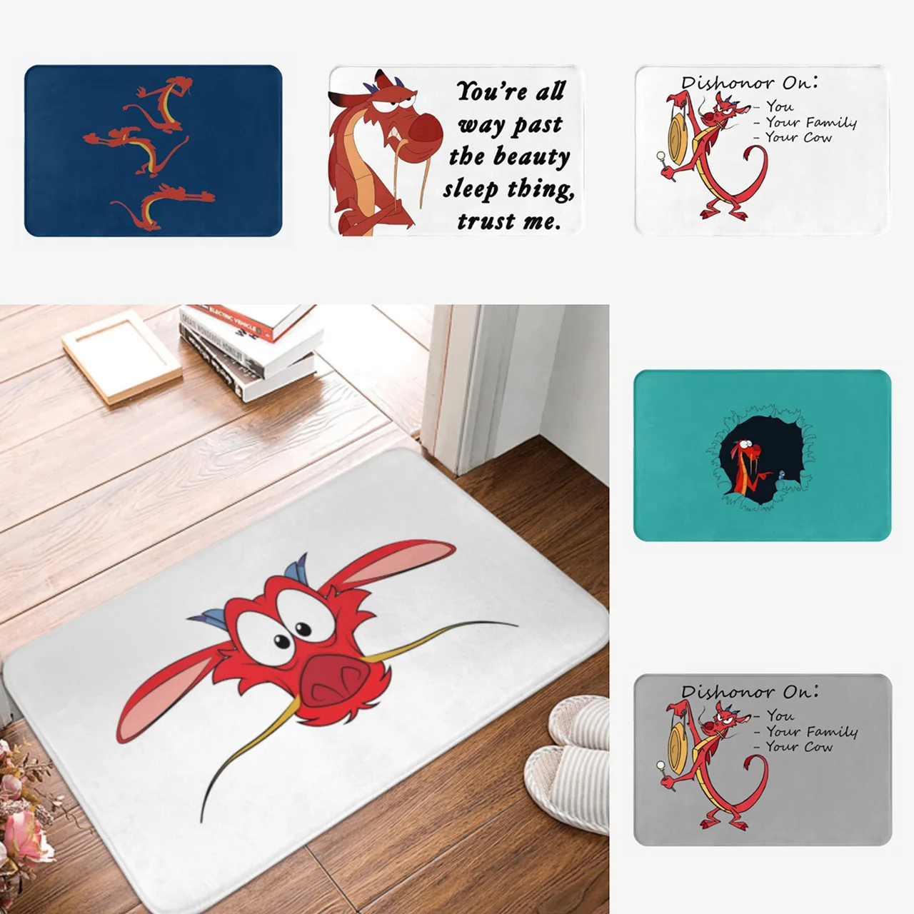 Mushu From Mulan Doormat Non-slip Super Absorbent Bath Mats Home Entrance Rug Kitchen Living Room Bedroom Carpet Outdoor Footpad