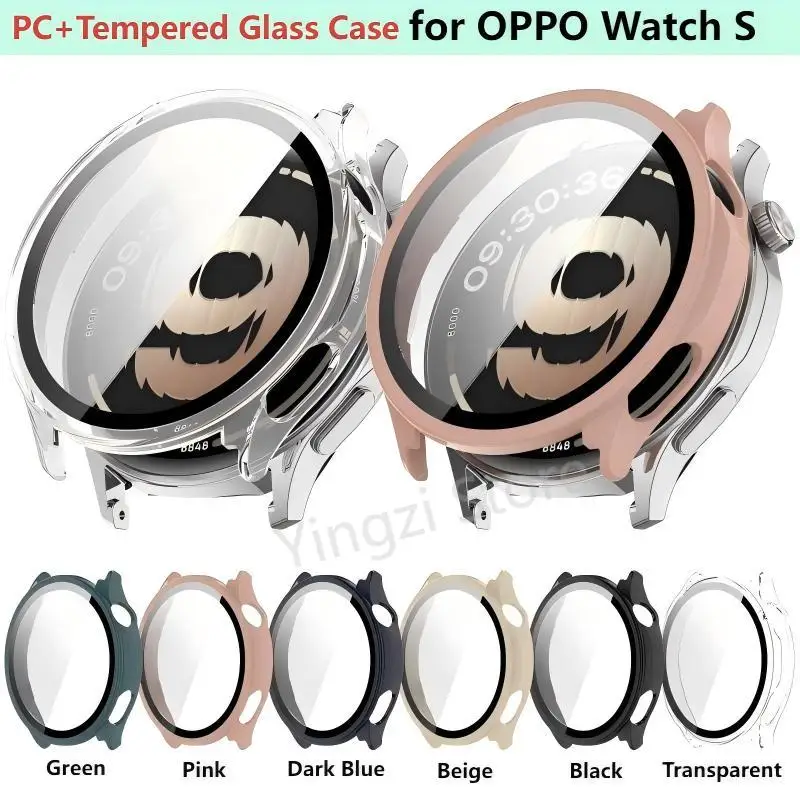 PC+Tempered Glass Case for OnePlus Watch Lite SamrtWatch Bumper Protective Full Cover Protector for OPPO WatchS Shell Accessorie