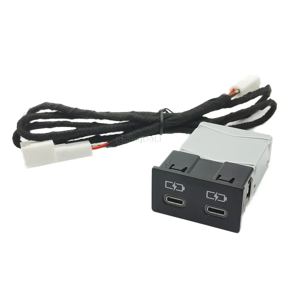 USB Type-C Quick Charger Adapter for Toyota Sienna Camry Highlander Corolla Land Cruiser 70 2018-2022 with Connecting Line