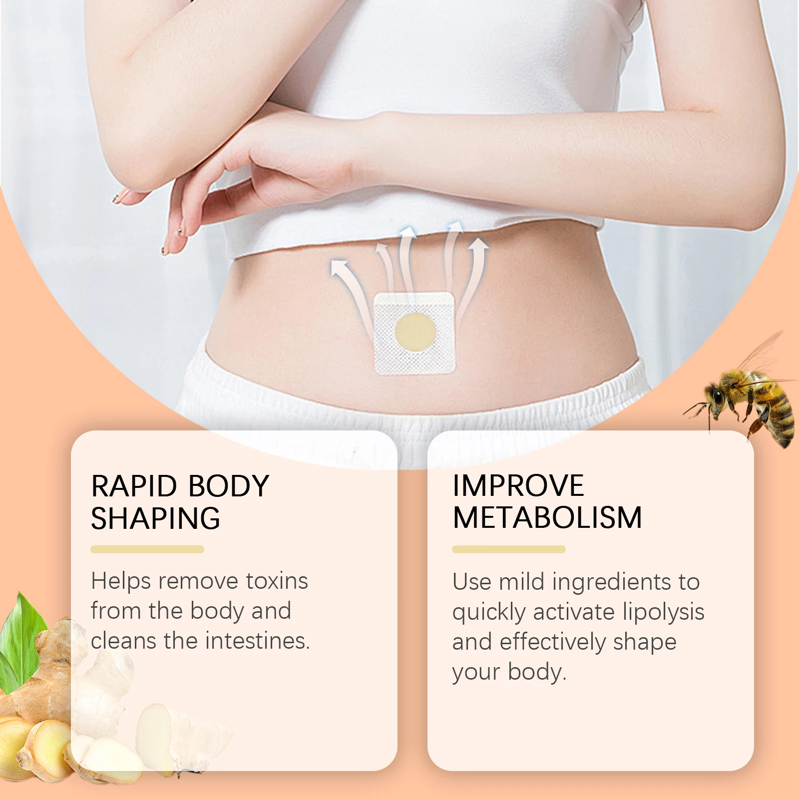 Bee Venom Patches Fast Burning Fat Bee Venom Slimming Patch Improve Stomach Loss Slimming Navel Sticker for Female Male - view 3
