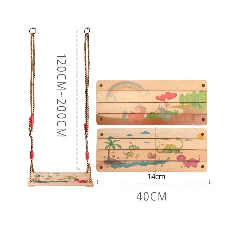أرجوحة خشبية مطلية عالية الجودة للأطفال، تصميم حبل آمن، ألعاب حسية، ألعاب عائلية للأطفال، لعب تنموي ممتع في الفناء الخلفي
