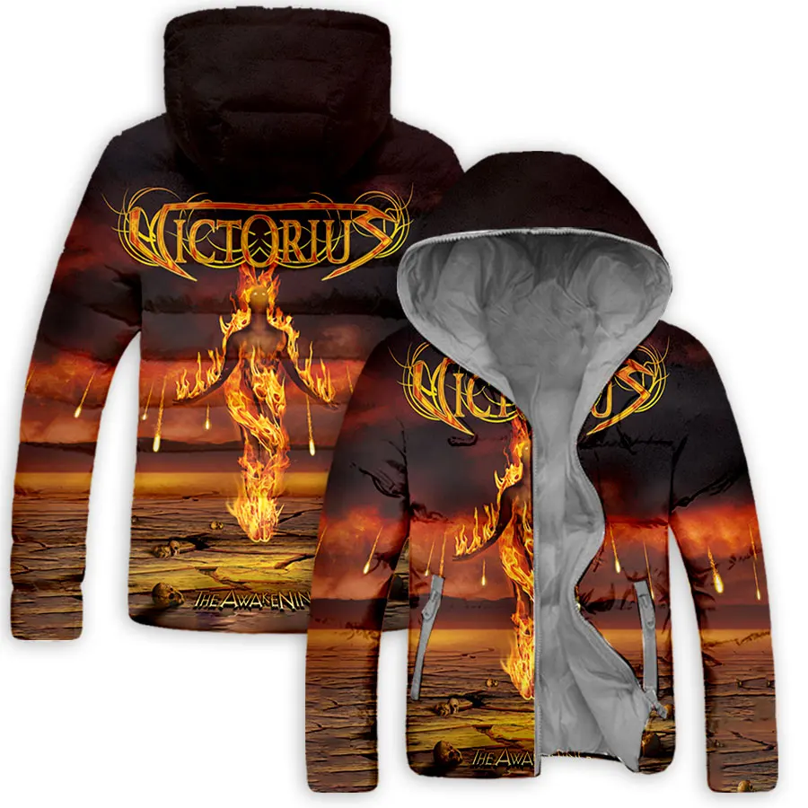 Nieuwe Mode 3d Bedrukte Victorius Band Rits Donsgevulde Jas Sweatshirts Met Capuchon Harajuku Hoody Tops Kleding