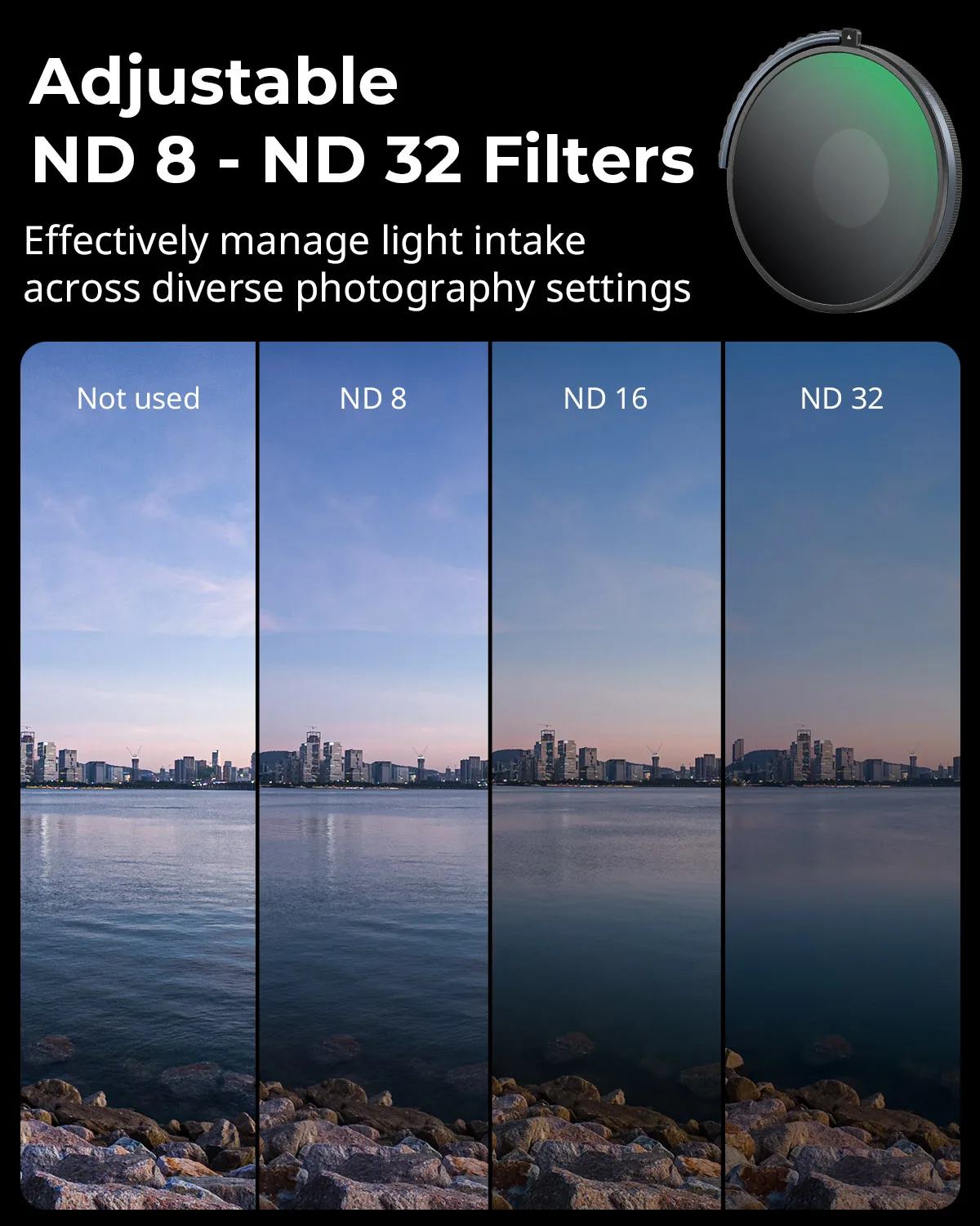SmallRig CPL & VND 3-5-filter voor DJI Osmo Action 4. Combining ND8 ND16 ND32 CPL-filter in één, multicoated HD optisch glas 4941