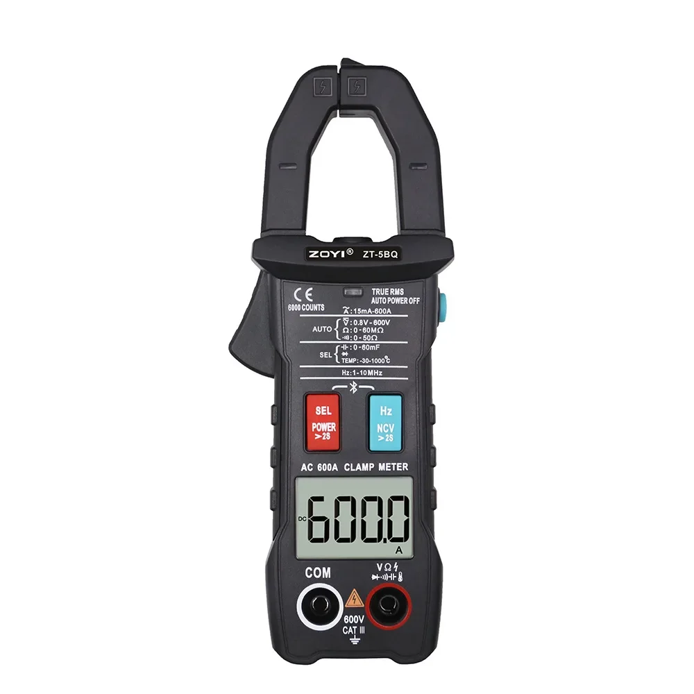 ZOYI ZT-5BQ 6000 Count NCV Test Digital Smart Clamp Meter with BT Function True RMS Clamp Type Multimeter Capacitance Frequency