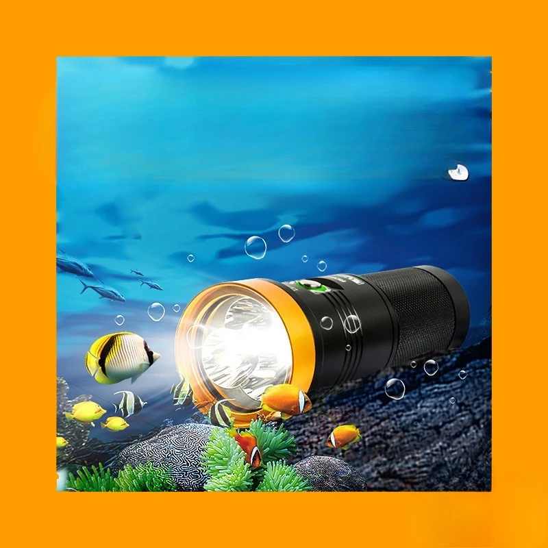 Submersible lighting flashlight 4000 lumens with SOS stepless dimming