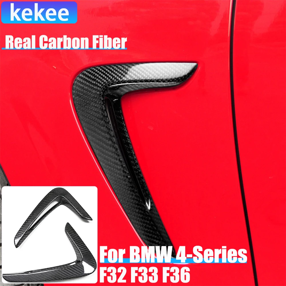 

2PCS Real Carbon Fiber Car Accessories Side Fender Body Intake Trim For BMW F32 F33 F36 4-Series 2014 2015 2016 2017 2018-2020