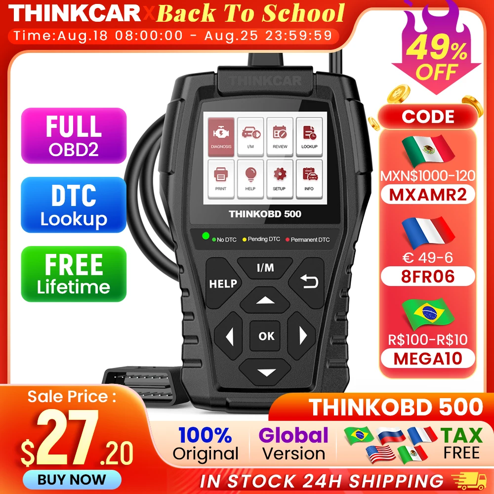 

THINKCAR Thinkobd 500 OBD2 Check Engine Scanner Auto Code Reader Emission Test EOBD Car Diagnostic Tool Lifetime Free Upgrade