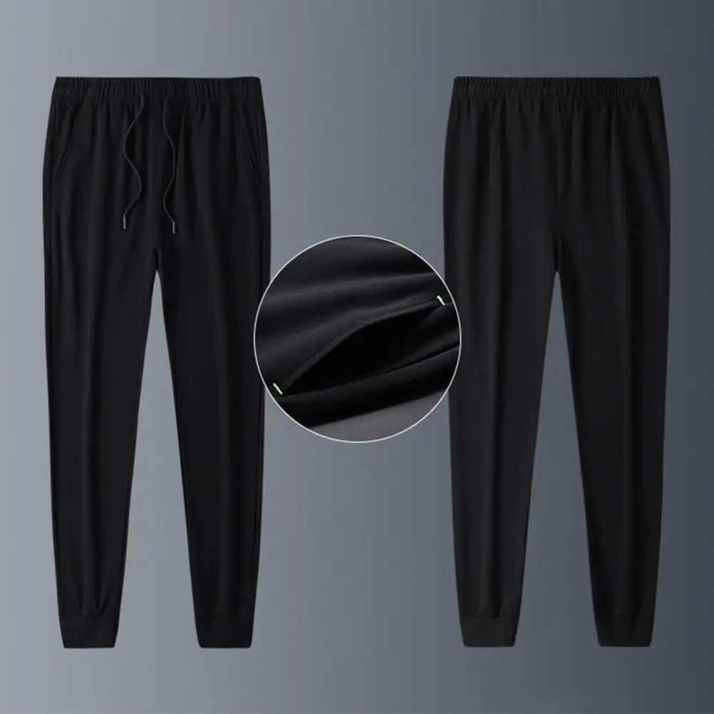 Heat Retention  Trendy Simple Style Men Trousers Sporty Men Sweatpants Elastic Waist   for Sports