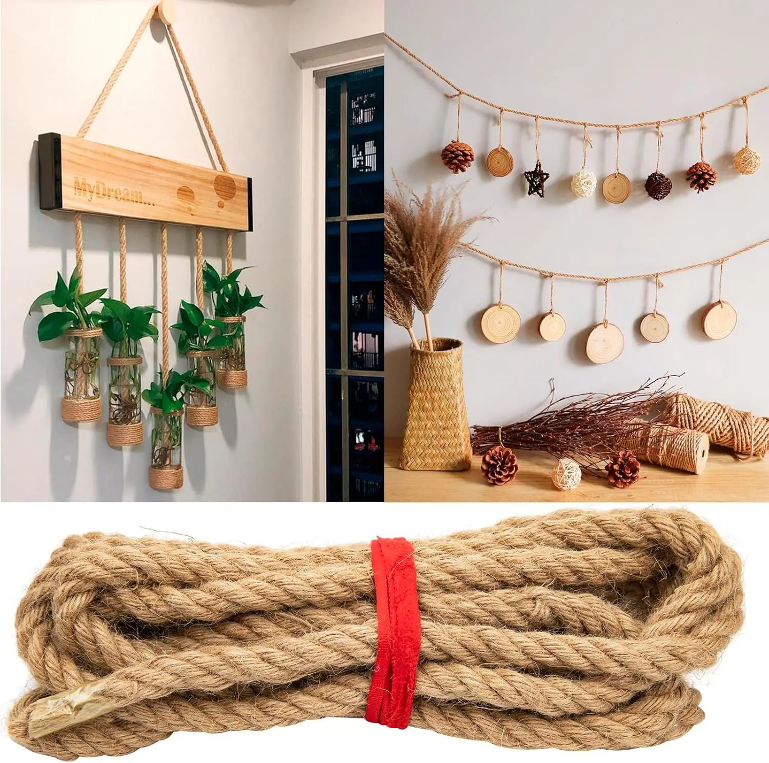 Natural Vintage Jute Rope String 10/12/16/20mm DIY Jute Cord Twine Ribbon Crafts Sewing Handwork Gift Wrap Home Decoration