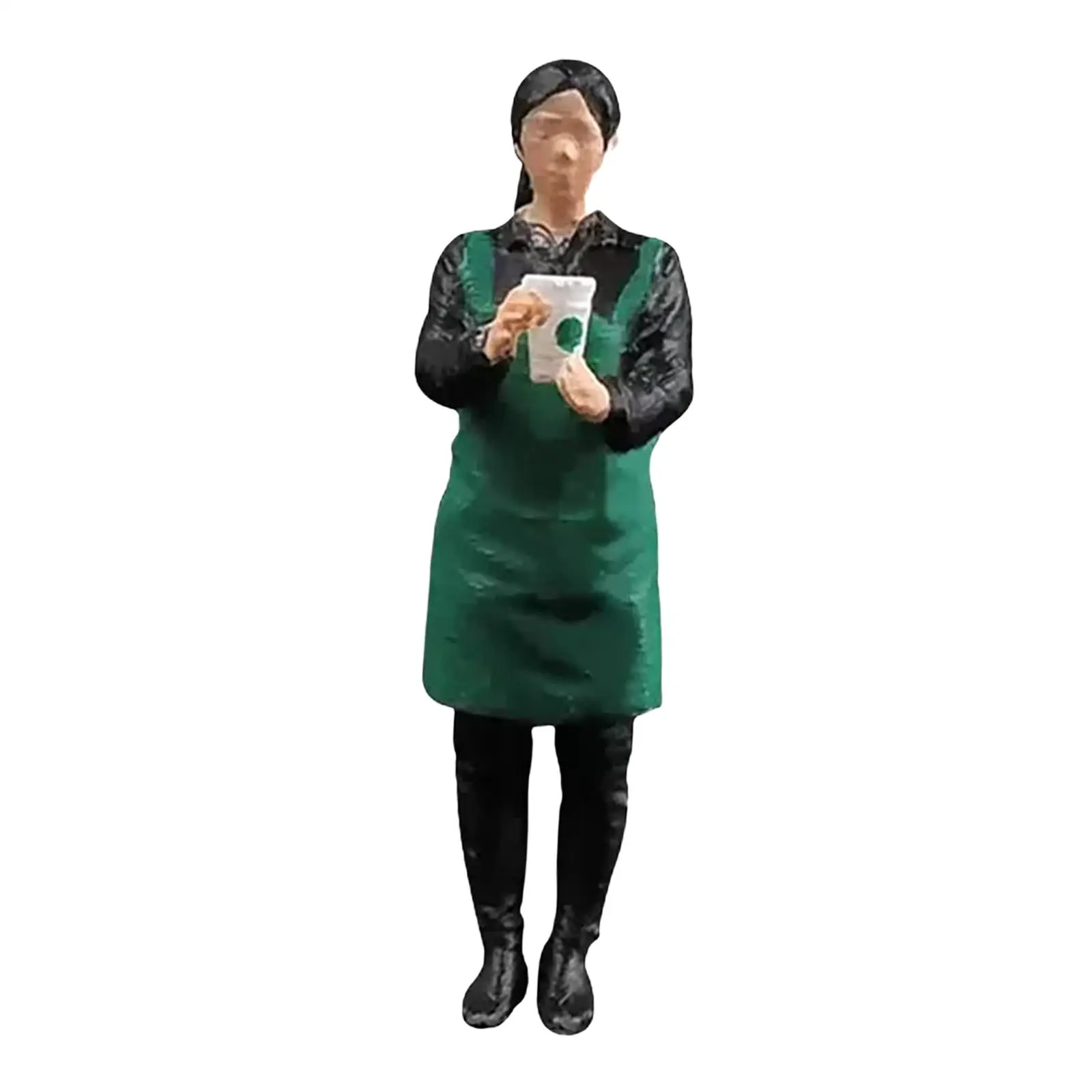 

Resin 1/64 Coffee Salesperson Figures Diorama Scenery Fairy Garden Miniature Scenes Micro Landscape Movie Props Scene Decoration