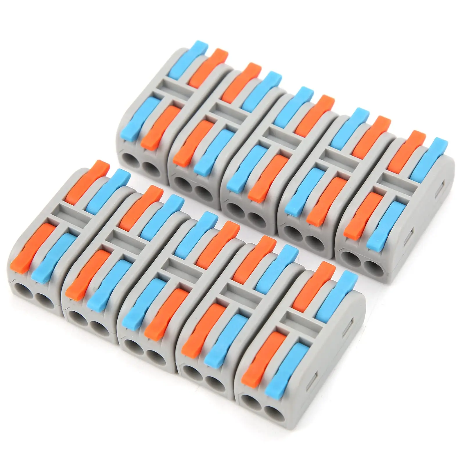 10Pcs Wire Conductor Connector Mini Lever‑Nut 2‑In‑2‑Out Fast Lighting Wire Cable Connector Terminal Block