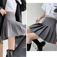 Spring Summer Lady Solid Color Slim Fit Mini Skirts Female Comfortable Elastic Zipper Skirts Girls High Waisted JK A-line Skirts 3