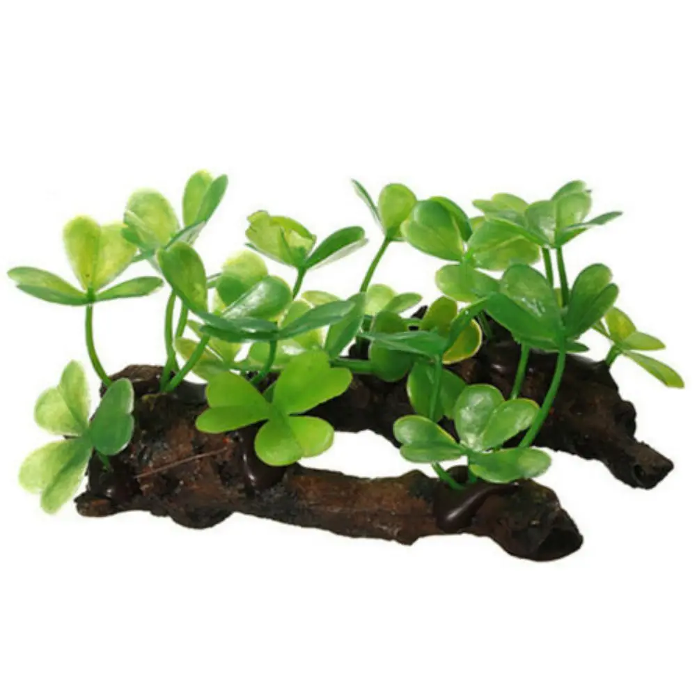 Fish Tank Accessories Artificial Green Plants Green Fish Tank Decorations Aquarium Decor Plastic Plants with Faux Wood Base