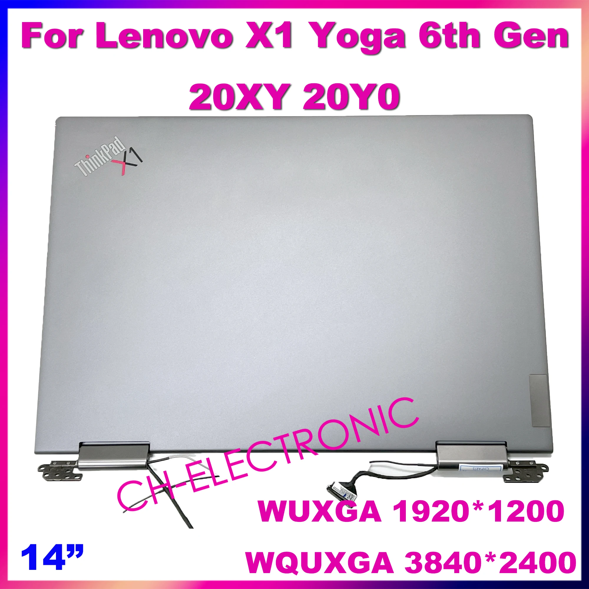 

14" For Lenovo ThinkPad X1 Yoga 6th Gen 20XY 20Y0 LCD Touch Screen WUXGA Laptop Replacement Full Assembly with Hinges 5M11H78616