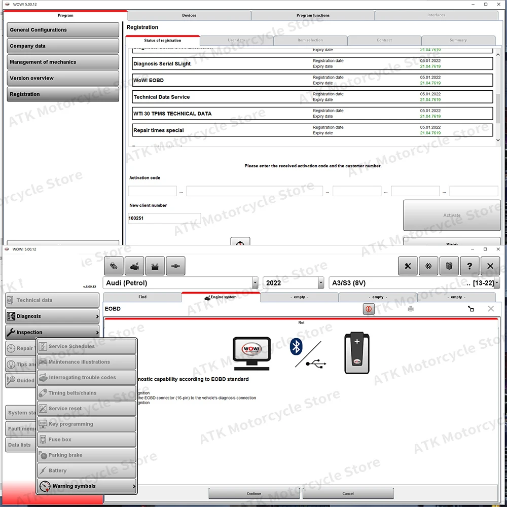 Software W-O-W Sno-oper V 5.00.8 R2 2  With Keygen Diagnostic tools 5.00.12 Bluetooth OBD2 Scanner support car light truck CD