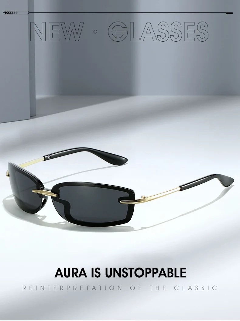 Coole randlose y2k Sonnenbrille für Frauen neue Steampunk Brille Trend Punk Shades Brillen Unisex Outdoor Brillen uv400 – Detail 2