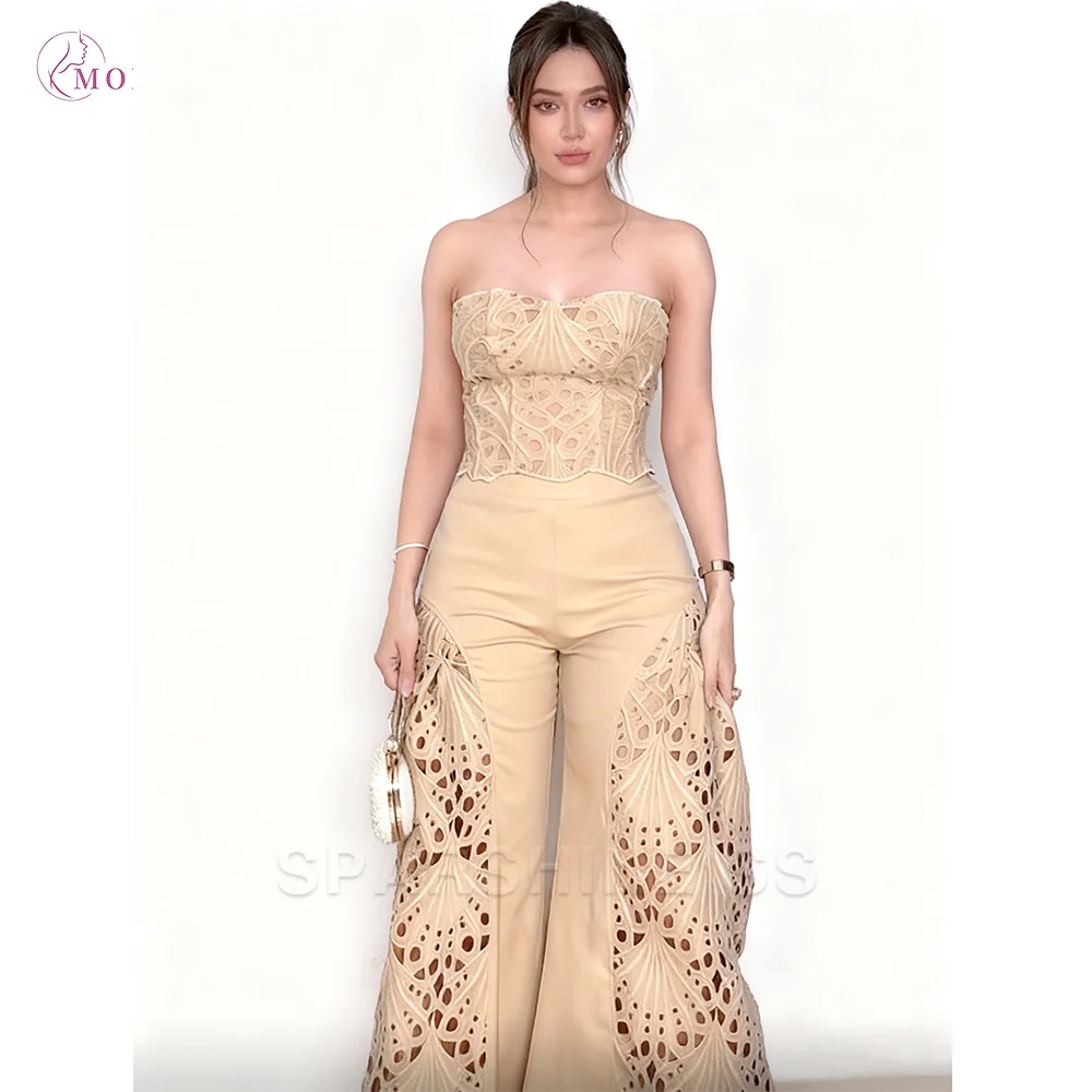 

Сексуальные кружевные широкие брюки без рукавов, комплекты женских укороченных топов Y2K, клубная одежда, уличная мода, летний женский костюм