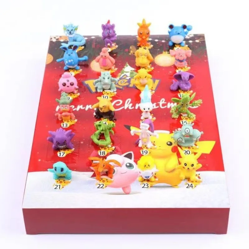 Pok é Mon Pocket Monsters Christmas Box Pok é Mon Pet Elf Christmas Blind Box 24pc Mystery Box Birthday Gift Pikachu Random