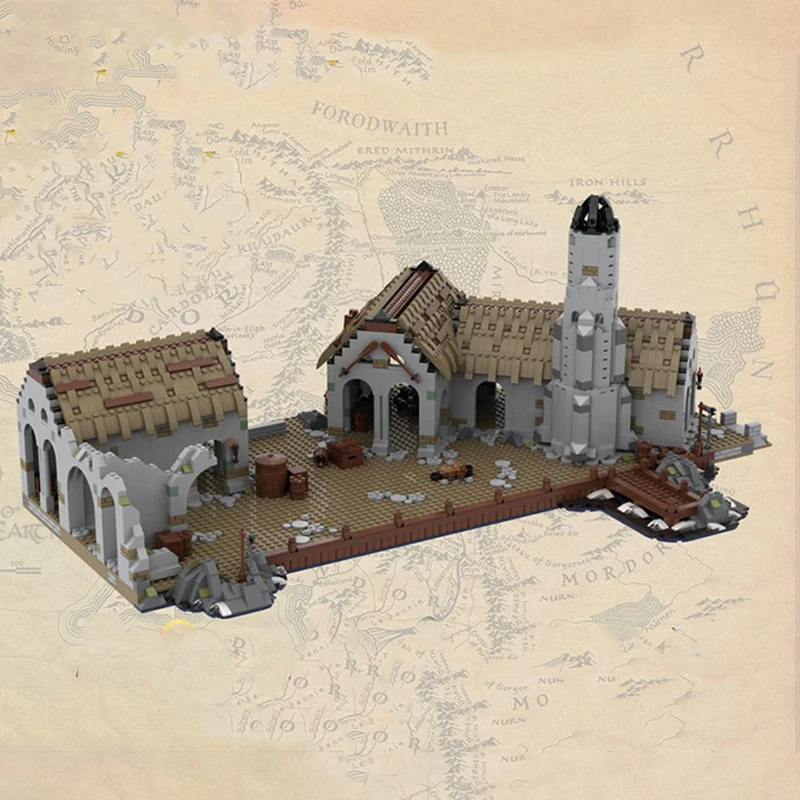 2882 Stück 2Harlond Port MOC mit Rohan Longships, Holzdock und Frachtlager, Bildung, Bausteine, Geschenk