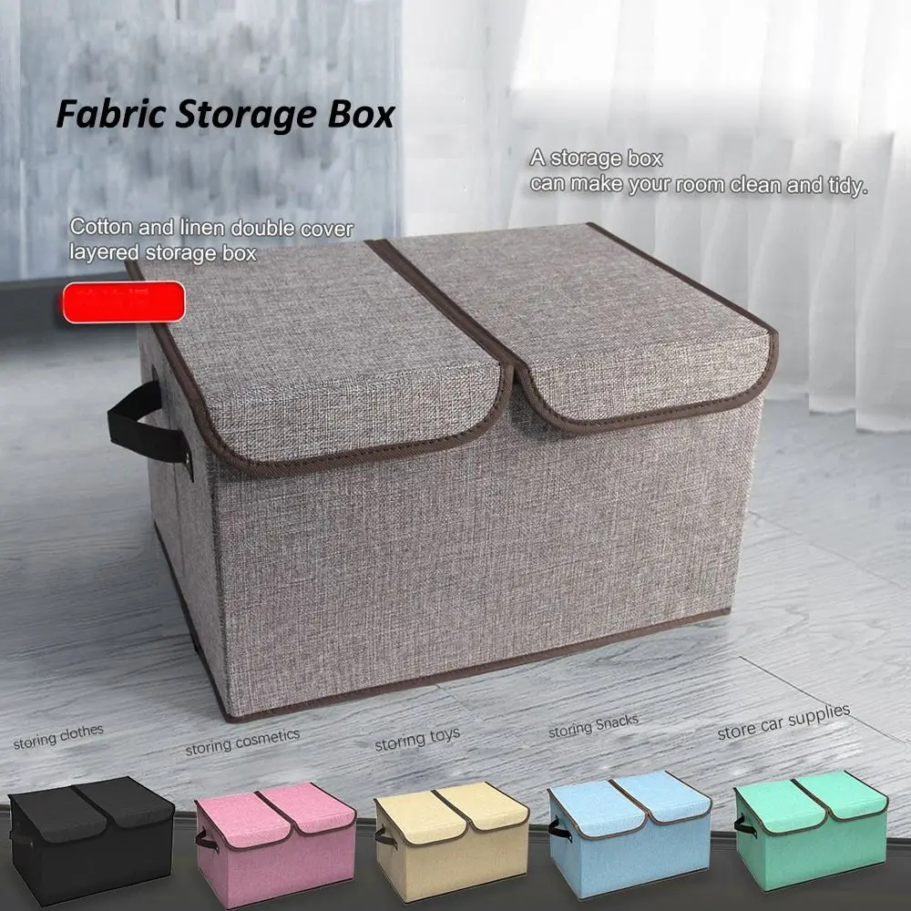 

Hot with Double-Lid Foldable Storage Box Dividers Large Capacity Fabric Storage Box Large Organizer for Home Closet Office