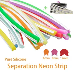 DC12V 1m-10m DIY Neon Separate Silicone Neon Strip 6mm 8mm S Bendable Newly Flexible Led Tape LED Neon Sign Waterproof IP67