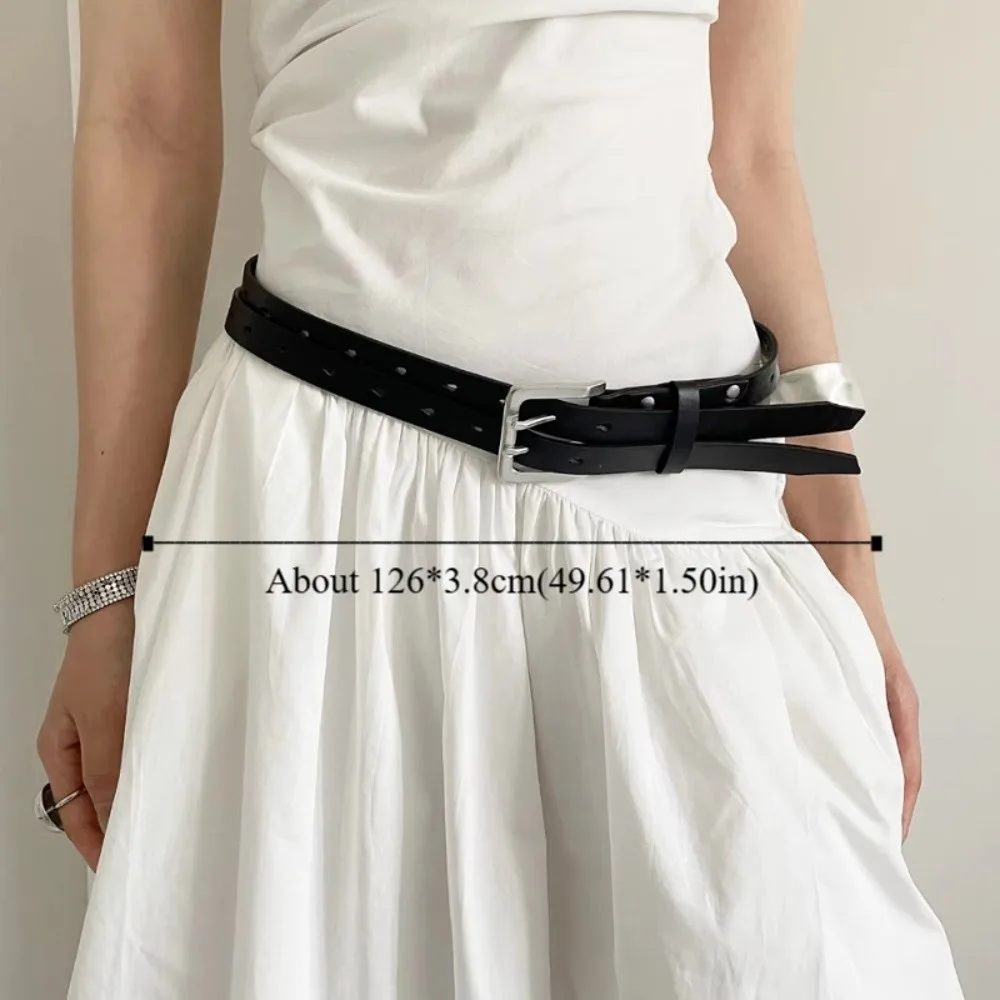 حزام نسائي عتيق عصري مزدوج الصدر Y2k حزام خصر فستان جلدي متعدد الاستخدامات حزام جينز ذكر أنثى