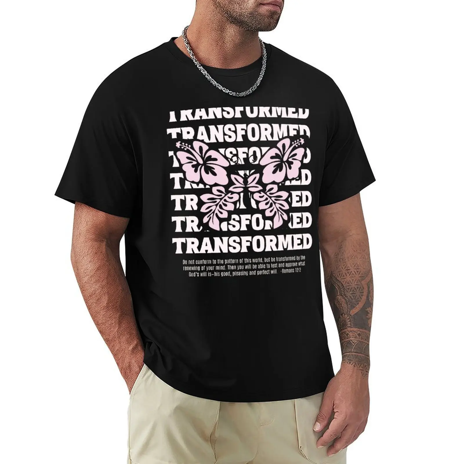 Be Transformed Butterfly,Romans 12 2,pink Bible Verse T-Shirt t shirts for man graphic vintage T-Shirt