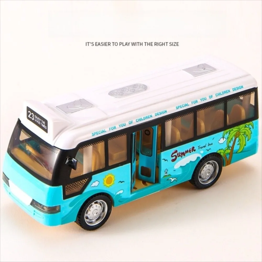 Interactive School Bus Toys Cars Plastic with Lights & Sounds City Bus Toys Cars Die Cast Open-able Doors Pull Back Play Vehicle