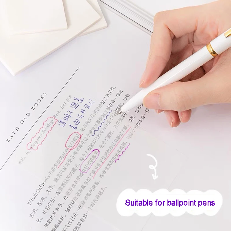 50 Sheets Transparent Sticky Notes Scrapes Stickers Note Pads Posted it Paper Clear Notepad School Stationery office Supplies